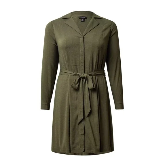Torrid Olive Mini Rayon Slub Wrap Front Dress Size 4X NWT - Picture 1 of 11
